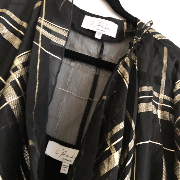 L'Academie The Geniver Dress Black Metallic Plaid - Picture 5 of 5